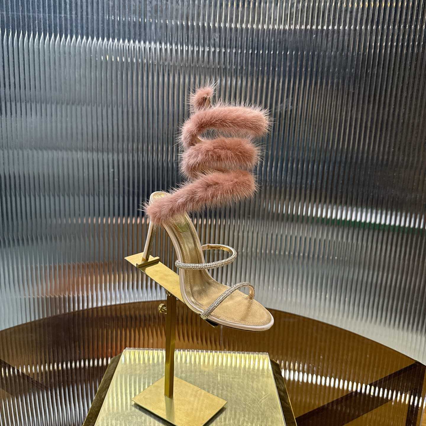 Rene Caovilla Lapin Fur-embellished 95mm Sandal   - DopestKickz