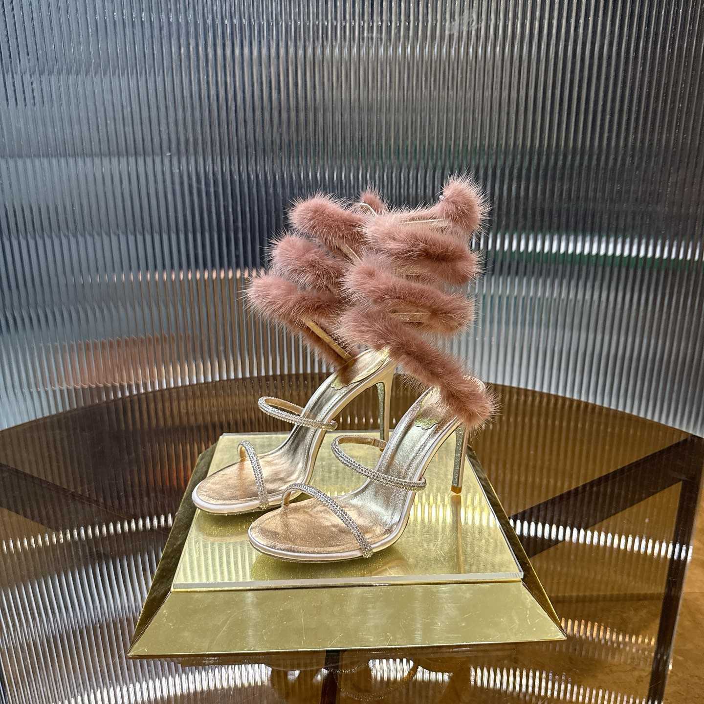 Rene Caovilla Lapin Fur-embellished 95mm Sandal   - DopestKickz