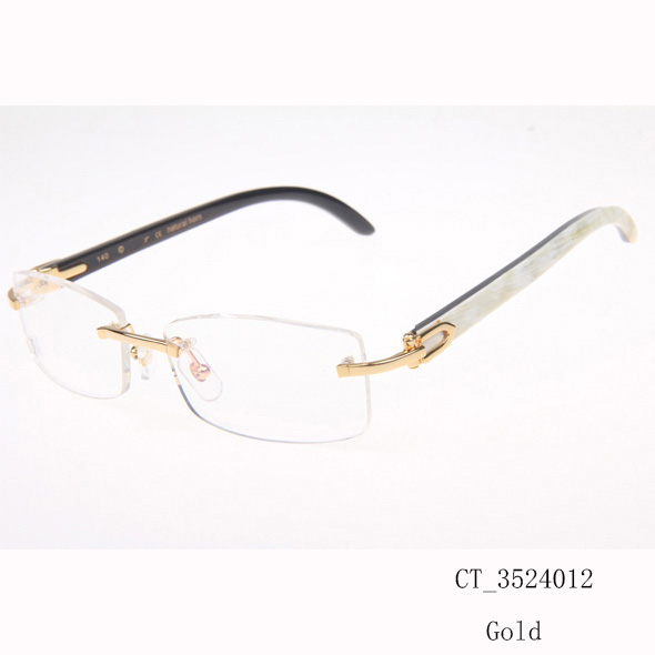 Cartier CT_3524012 White Mix Black Buffalo Eyeglasses In Gold - DopestKickz
