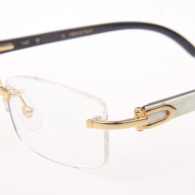 Cartier CT_3524012 White Mix Black Buffalo Eyeglasses In Gold - DopestKickz