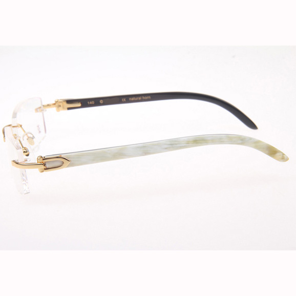 Cartier CT_3524012 White Mix Black Buffalo Eyeglasses In Gold - DopestKickz