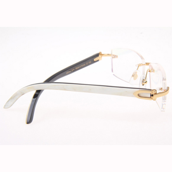 Cartier CT_3524012 White Mix Black Buffalo Eyeglasses In Gold - DopestKickz