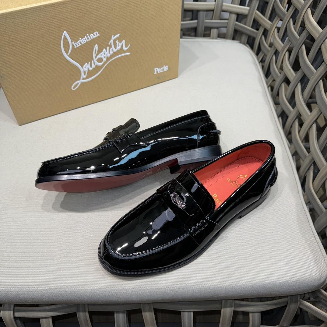Christian Louboutin Penny Loafers - Patent calf leather - Black - DopestKickz