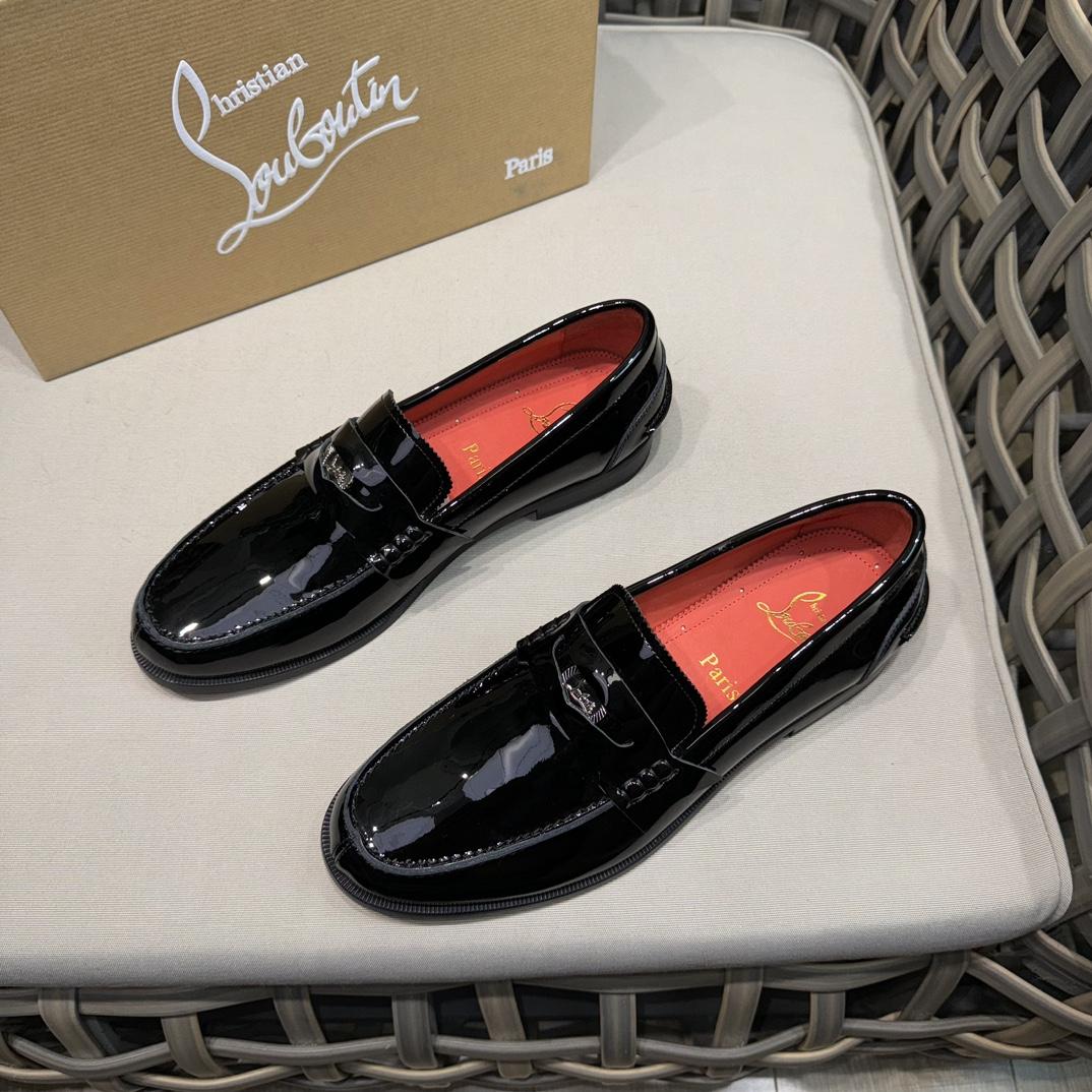 Christian Louboutin Penny Loafers - Patent calf leather - Black - DopestKickz