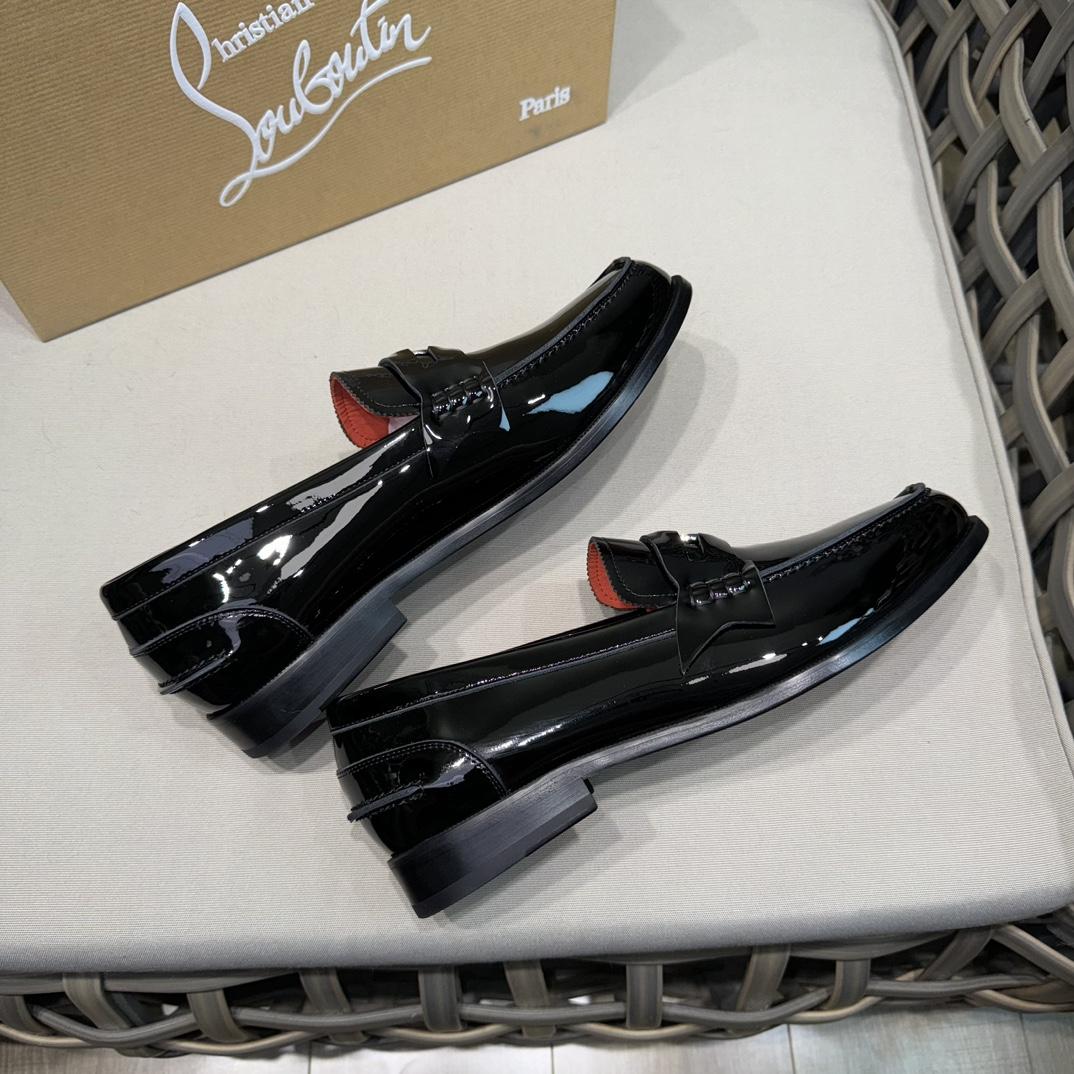 Christian Louboutin Penny Loafers - Patent calf leather - Black - DopestKickz