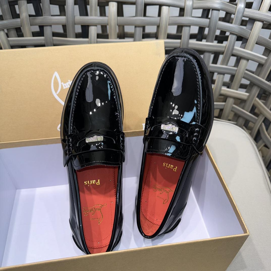 Christian Louboutin Penny Loafers - Patent calf leather - Black - DopestKickz