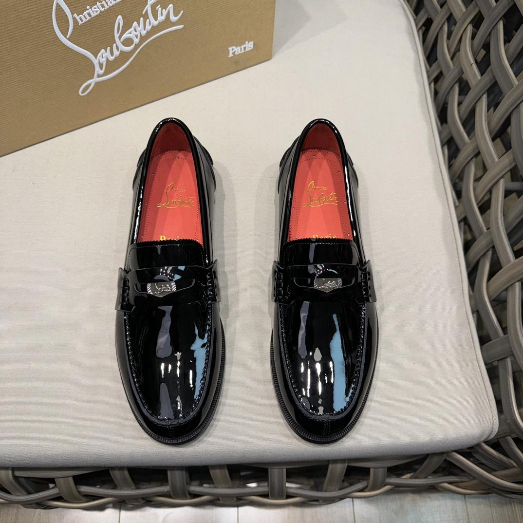 Christian Louboutin Penny Loafers - Patent calf leather - Black - DopestKickz
