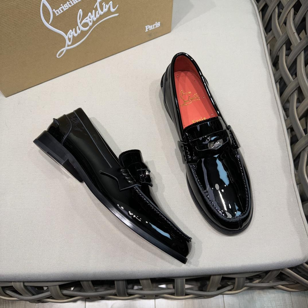 Christian Louboutin Penny Loafers - Patent calf leather - Black - DopestKickz