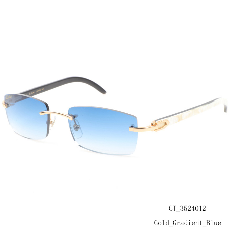 Cartier CT_3524012 White Mix Black Buffalo Sunglasses In Gradient Blue - DopestKickz