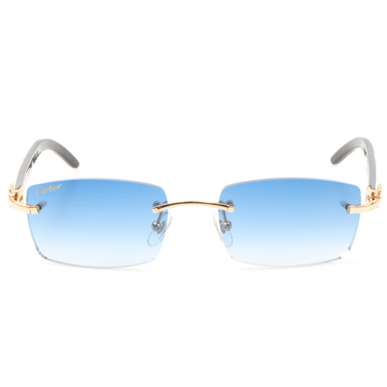 Cartier CT_3524012 White Mix Black Buffalo Sunglasses In Gradient Blue - DopestKickz