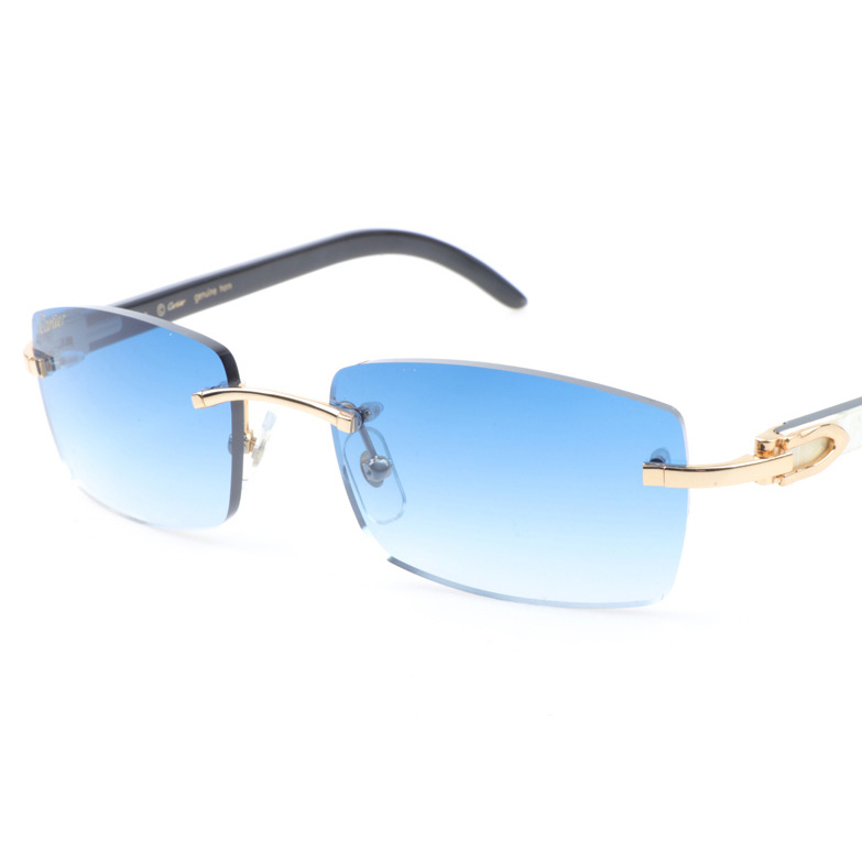 Cartier CT_3524012 White Mix Black Buffalo Sunglasses In Gradient Blue - DopestKickz