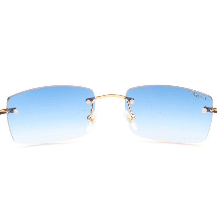 Cartier CT_3524012 White Mix Black Buffalo Sunglasses In Gradient Blue - DopestKickz