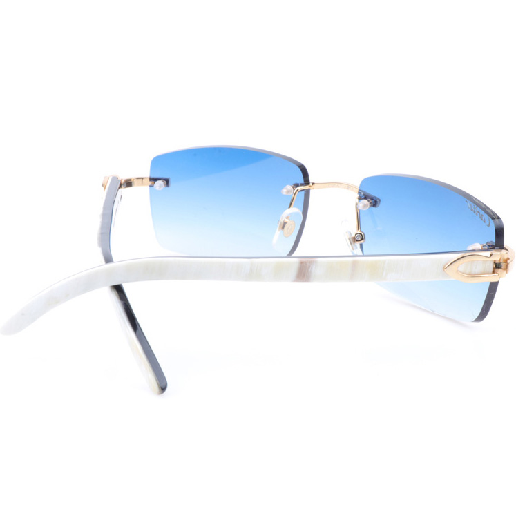Cartier CT_3524012 White Mix Black Buffalo Sunglasses In Gradient Blue - DopestKickz