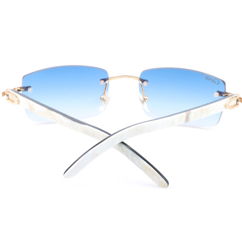 Cartier CT_3524012 White Mix Black Buffalo Sunglasses In Gradient Blue - DopestKickz