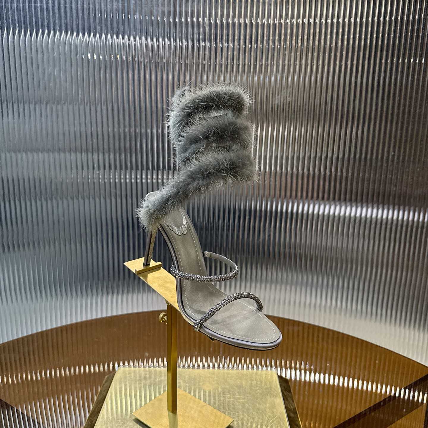 Rene Caovilla Lapin Fur-embellished 95mm Sandal   - DopestKickz