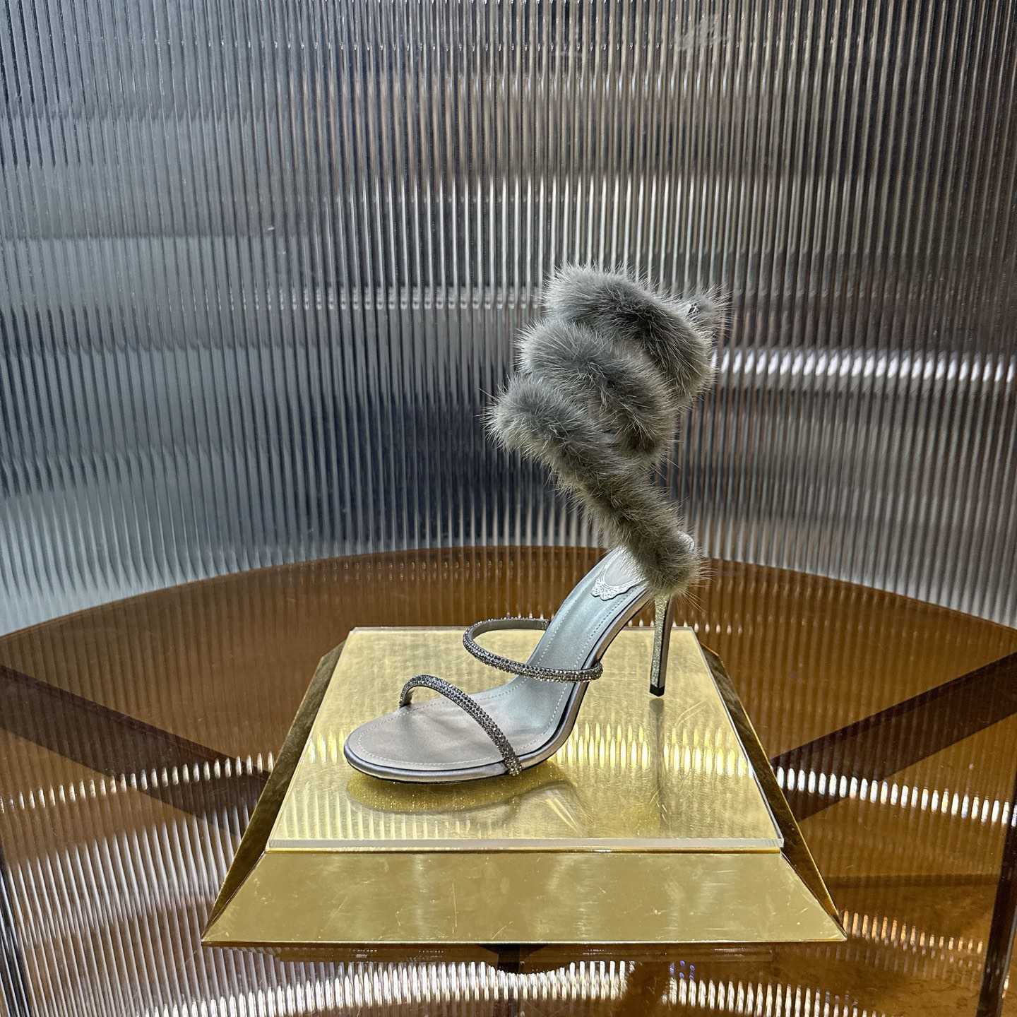 Rene Caovilla Lapin Fur-embellished 95mm Sandal   - DopestKickz