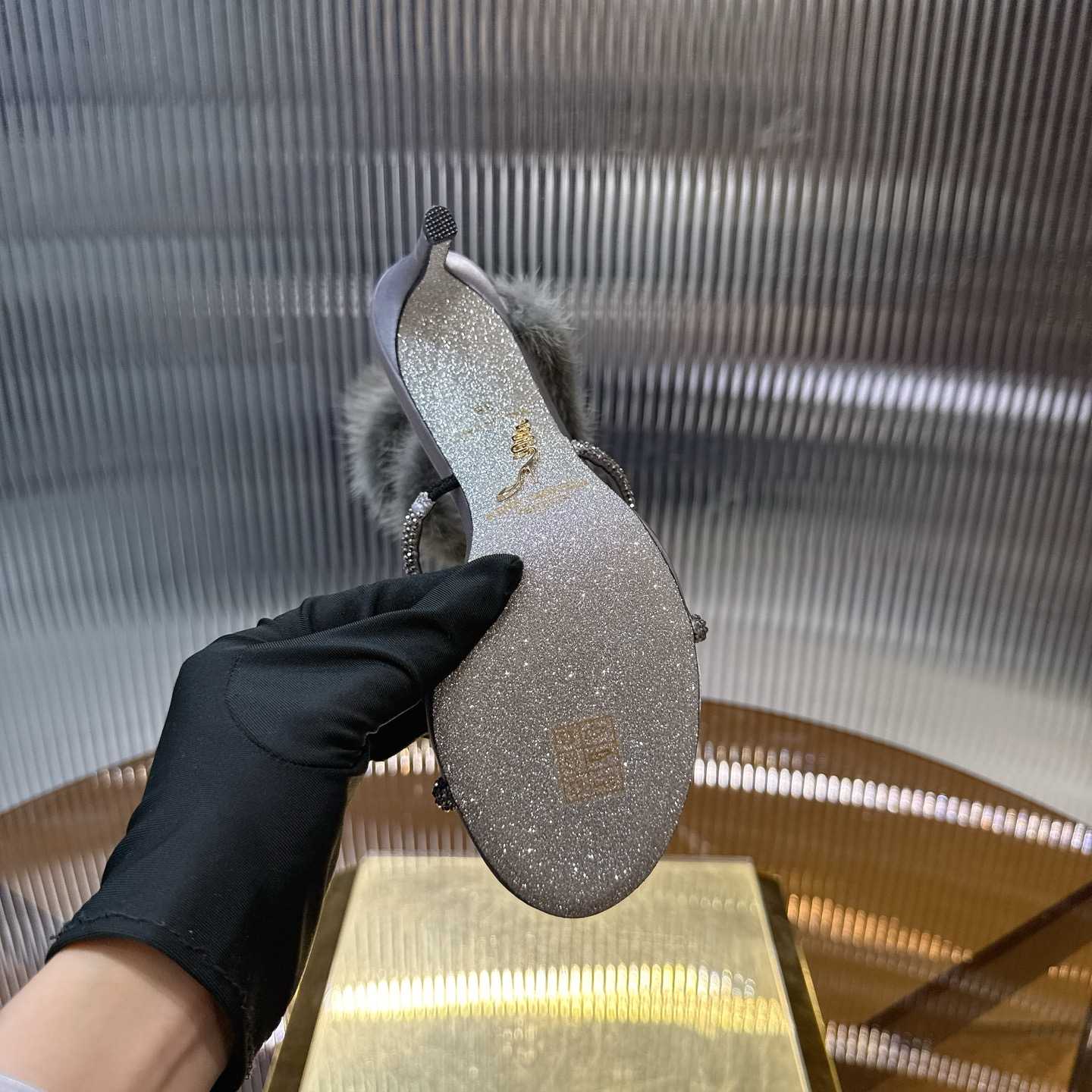 Rene Caovilla Lapin Fur-embellished 95mm Sandal   - DopestKickz