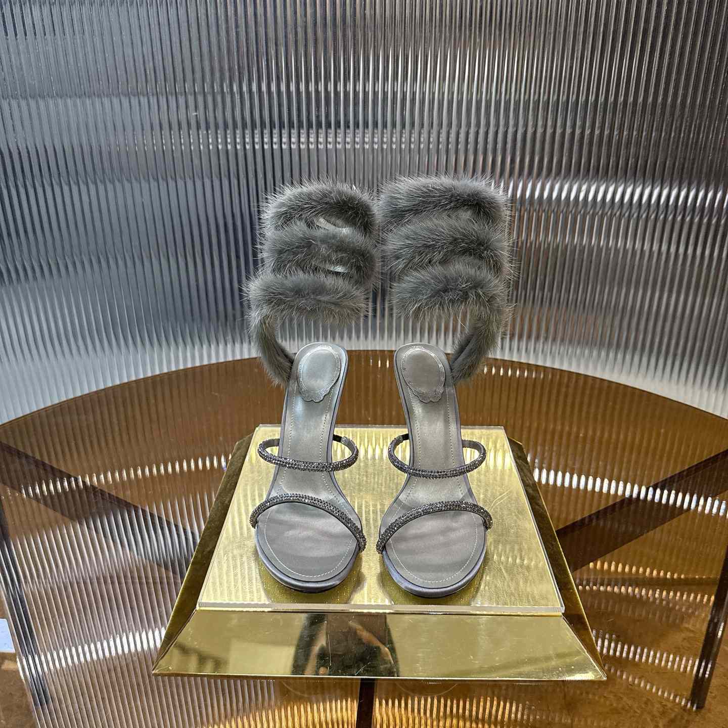 Rene Caovilla Lapin Fur-embellished 95mm Sandal   - DopestKickz