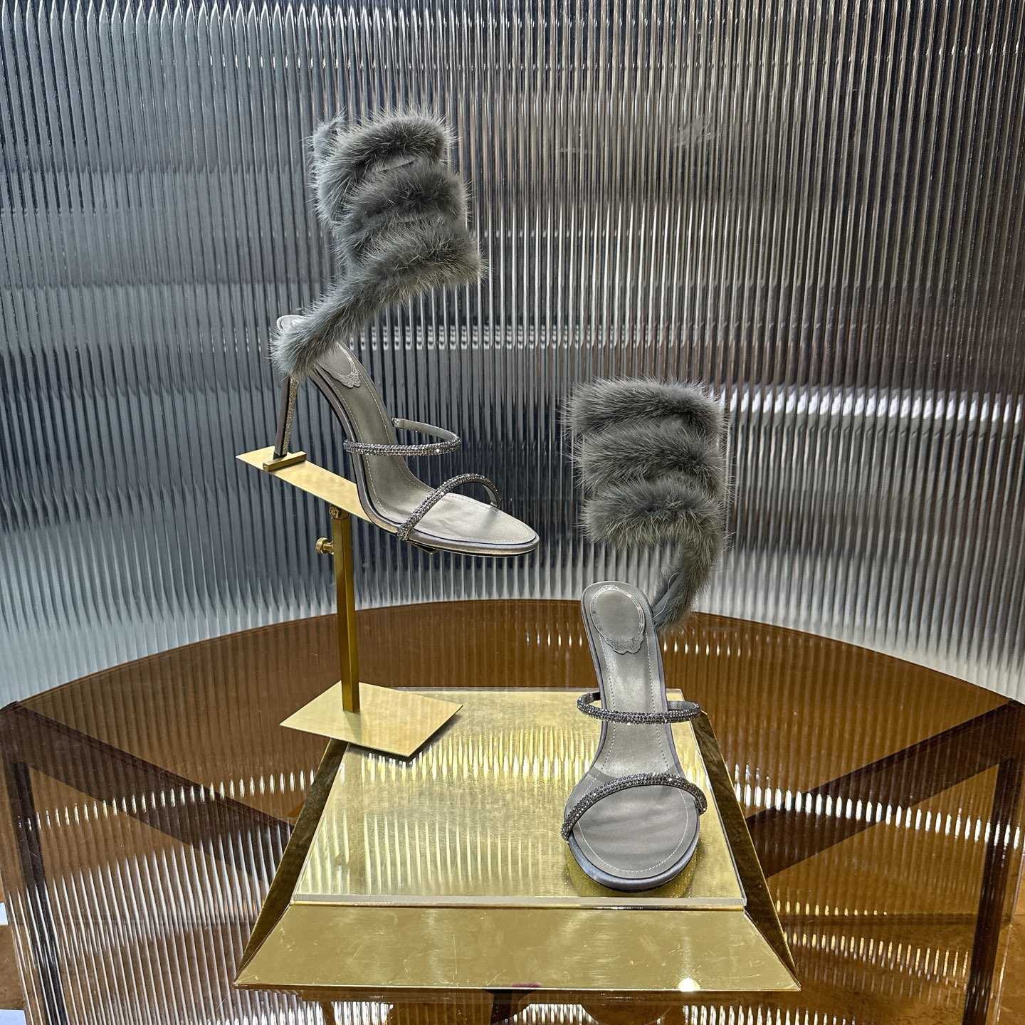 Rene Caovilla Lapin Fur-embellished 95mm Sandal   - DopestKickz