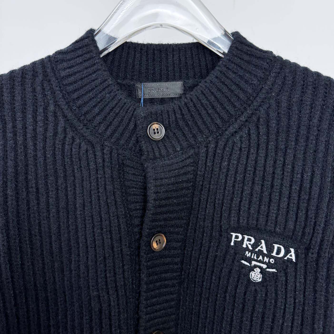 Prada Cashgora Ribbed-Knit Cardigan - DopestKickz
