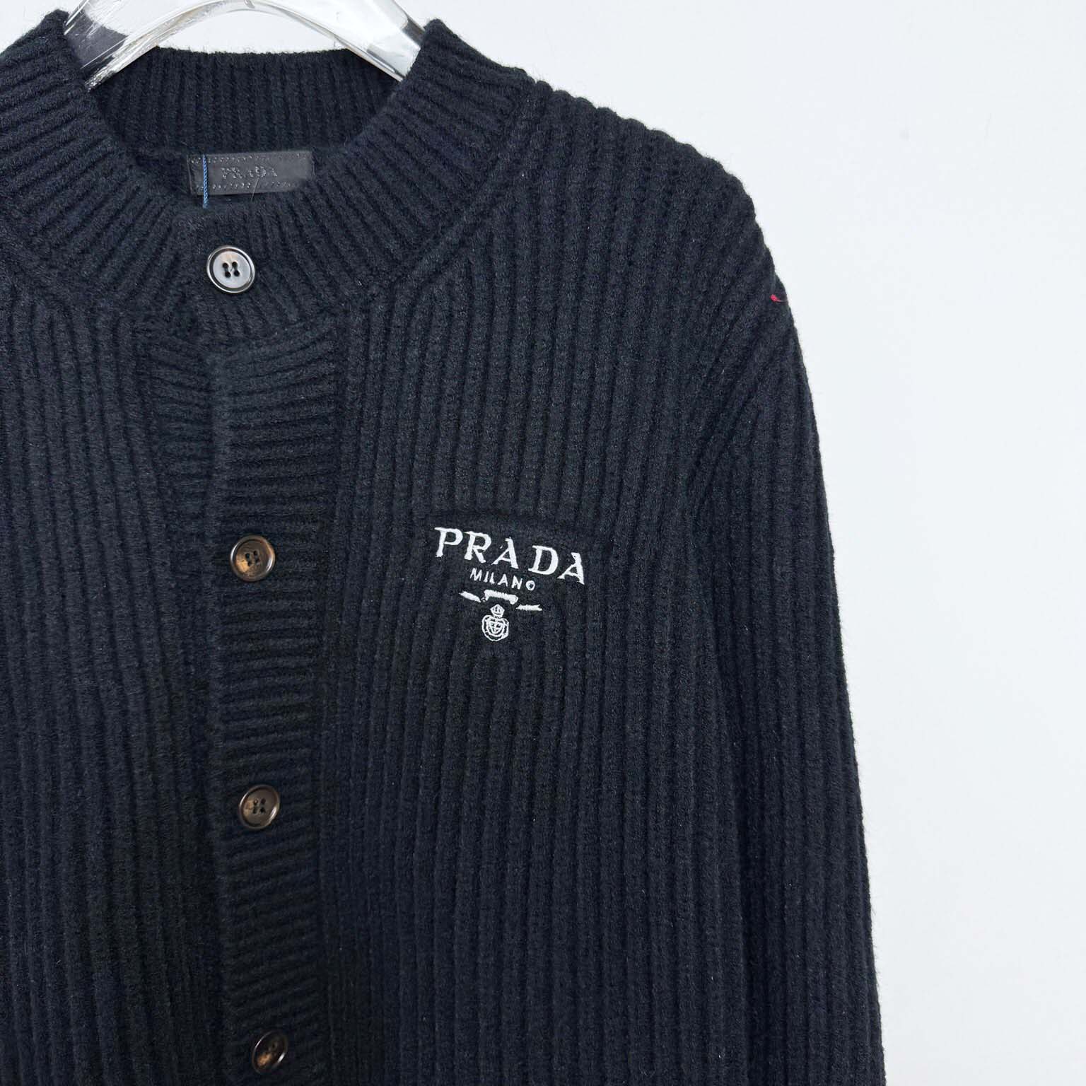 Prada Cashgora Ribbed-Knit Cardigan - DopestKickz