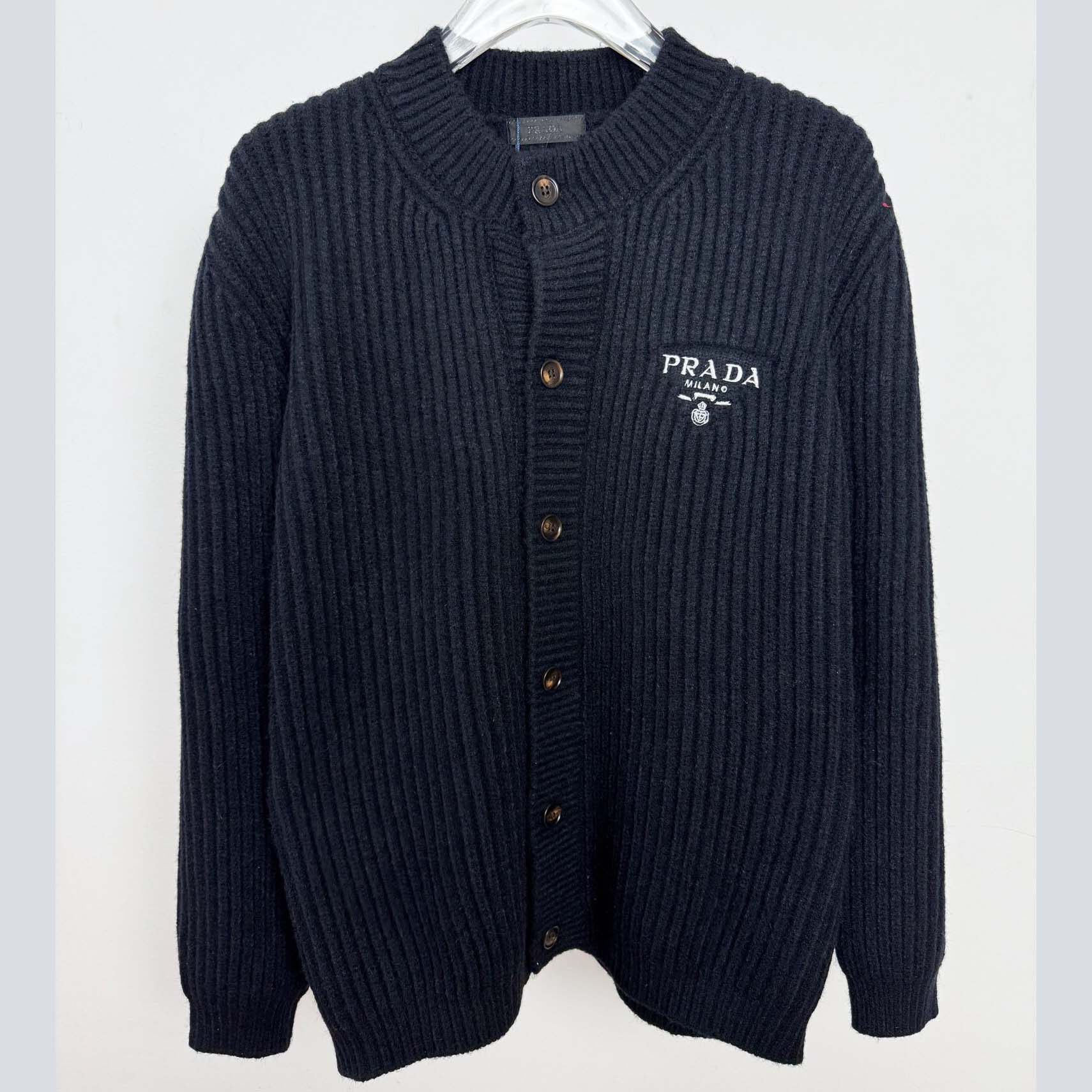 Prada Cashgora Ribbed-Knit Cardigan - DopestKickz