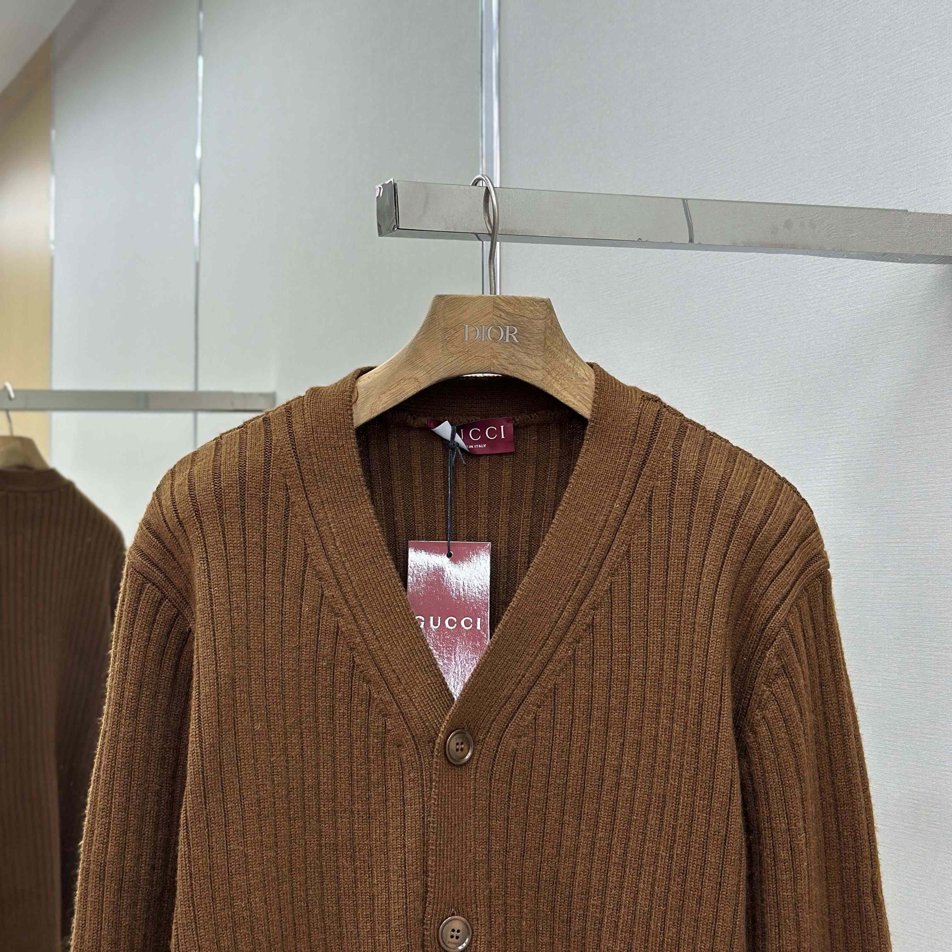 Gucci Rib Wool Cashmere Knit Cardigan - DopestKickz