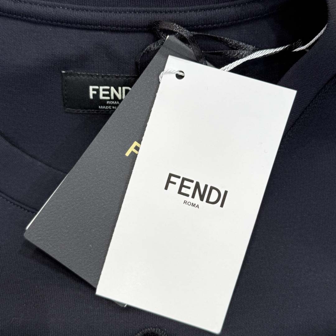 Fendi Dark Blue Cotton T-shirt - DopestKickz