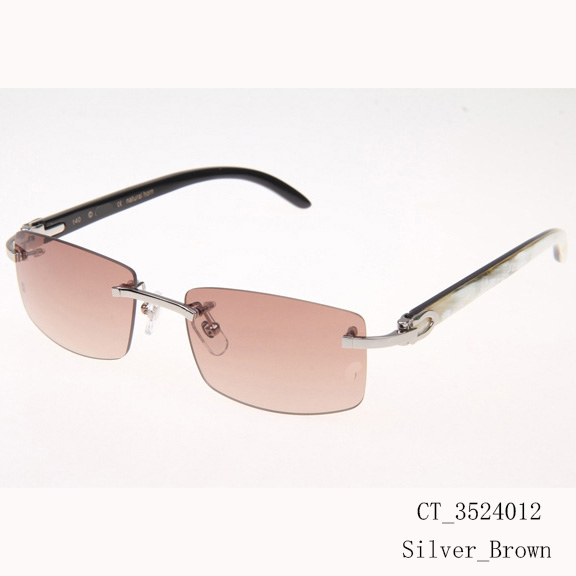 Cartier CT_3524012 White Mix Black Buffalo Sunglasses In Silver Brown - DopestKickz