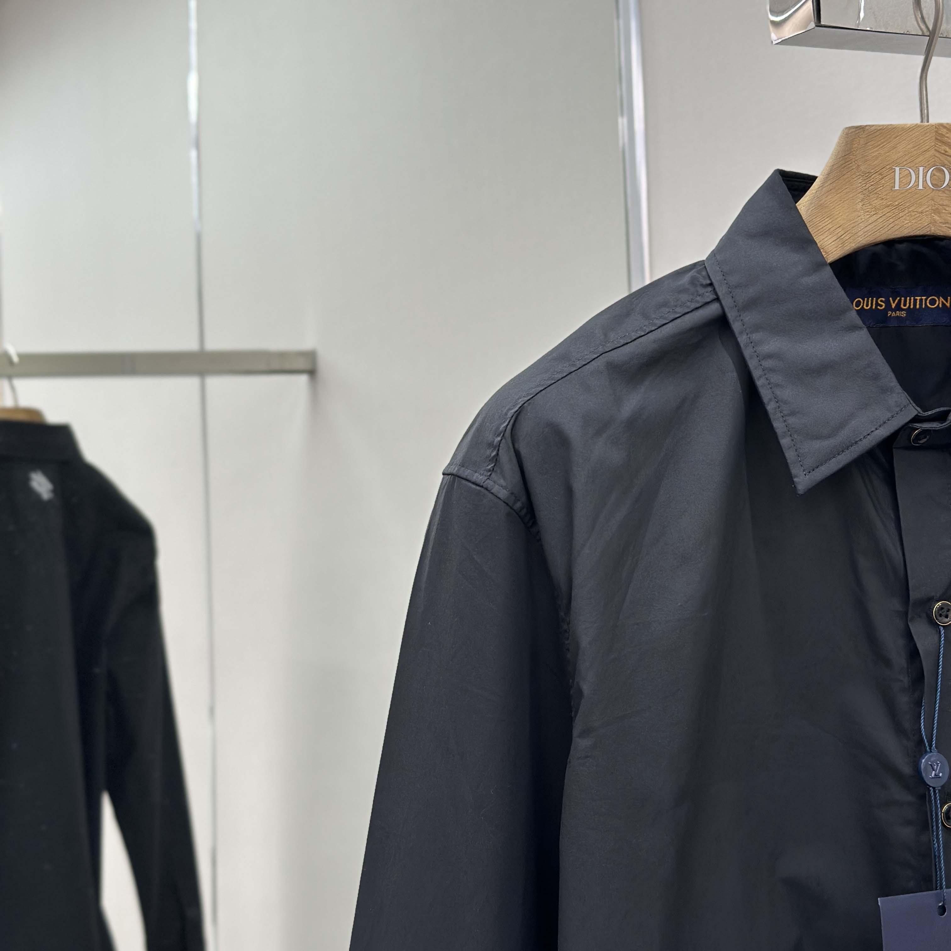 Louis Vuitton Embossed Signature Long-Sleeved Cotton Shirt    - DopestKickz