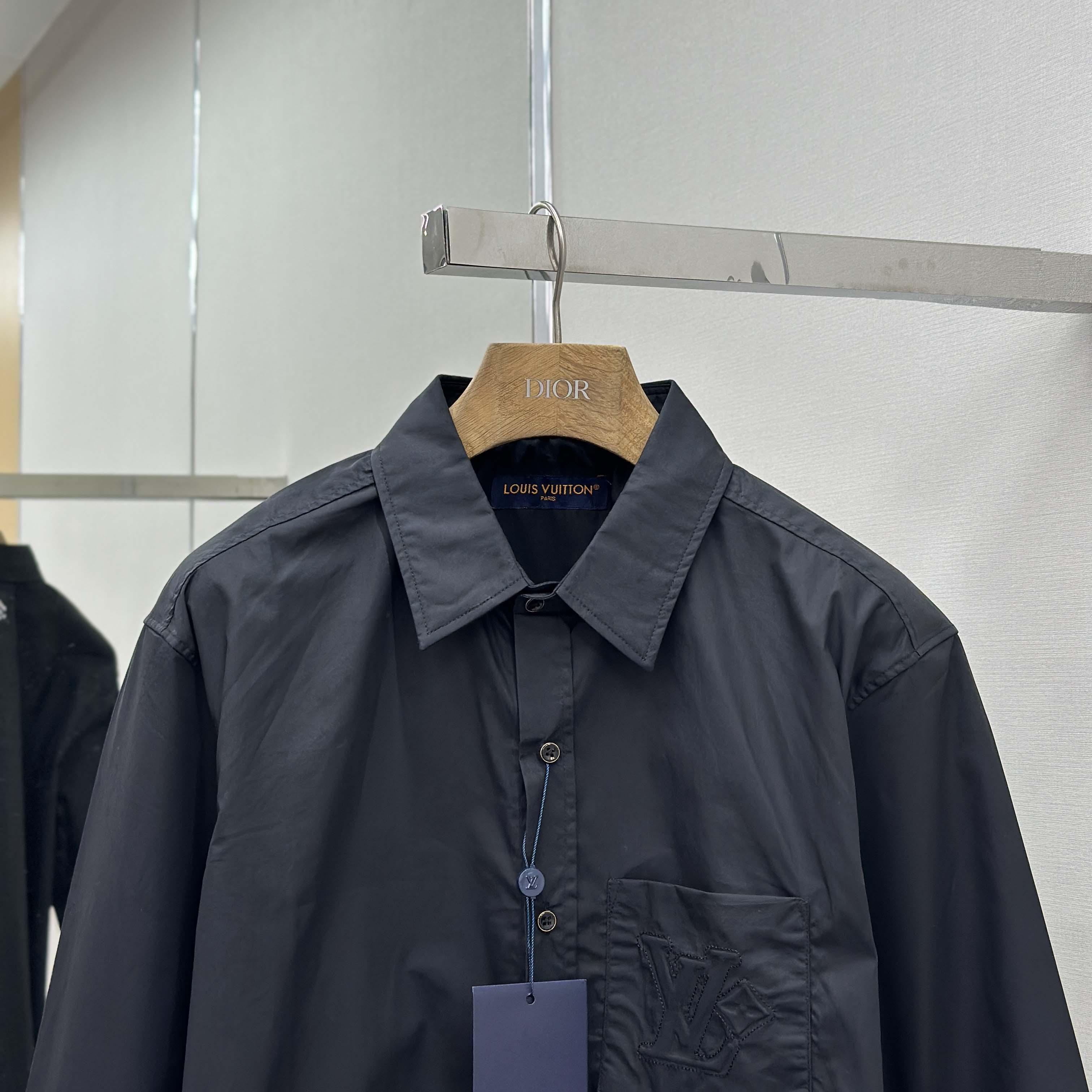 Louis Vuitton Embossed Signature Long-Sleeved Cotton Shirt    - DopestKickz