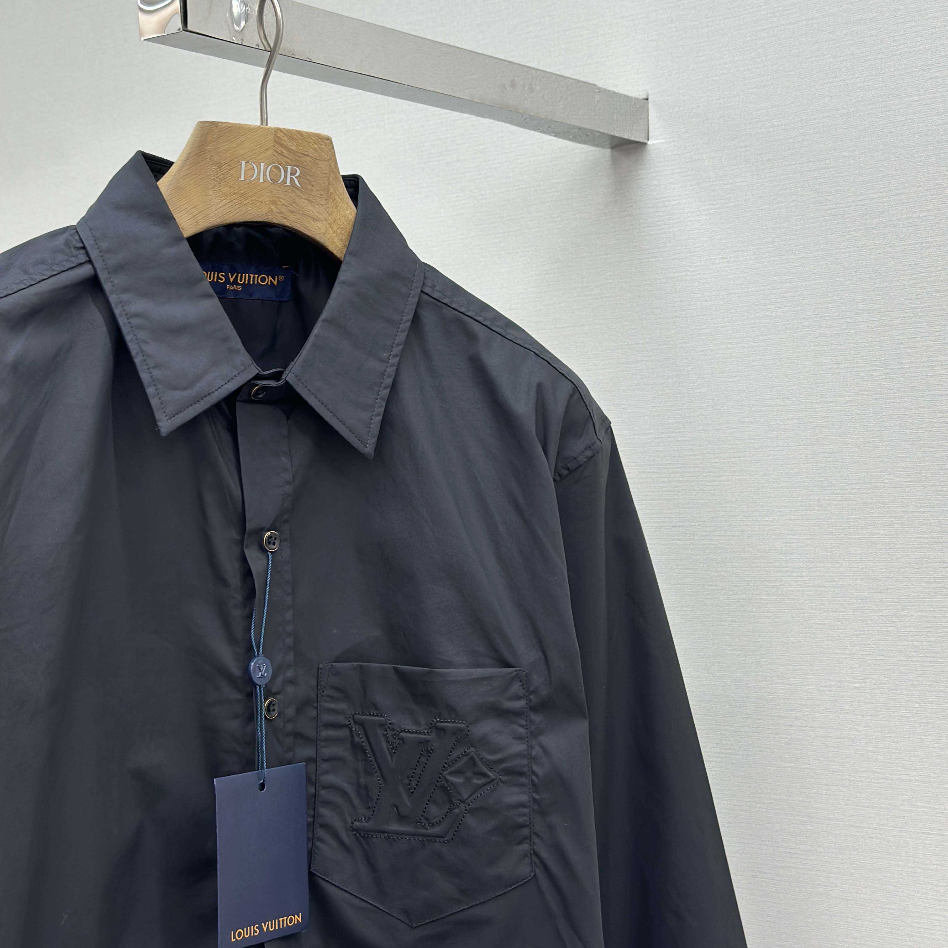 Louis Vuitton Embossed Signature Long-Sleeved Cotton Shirt    - DopestKickz