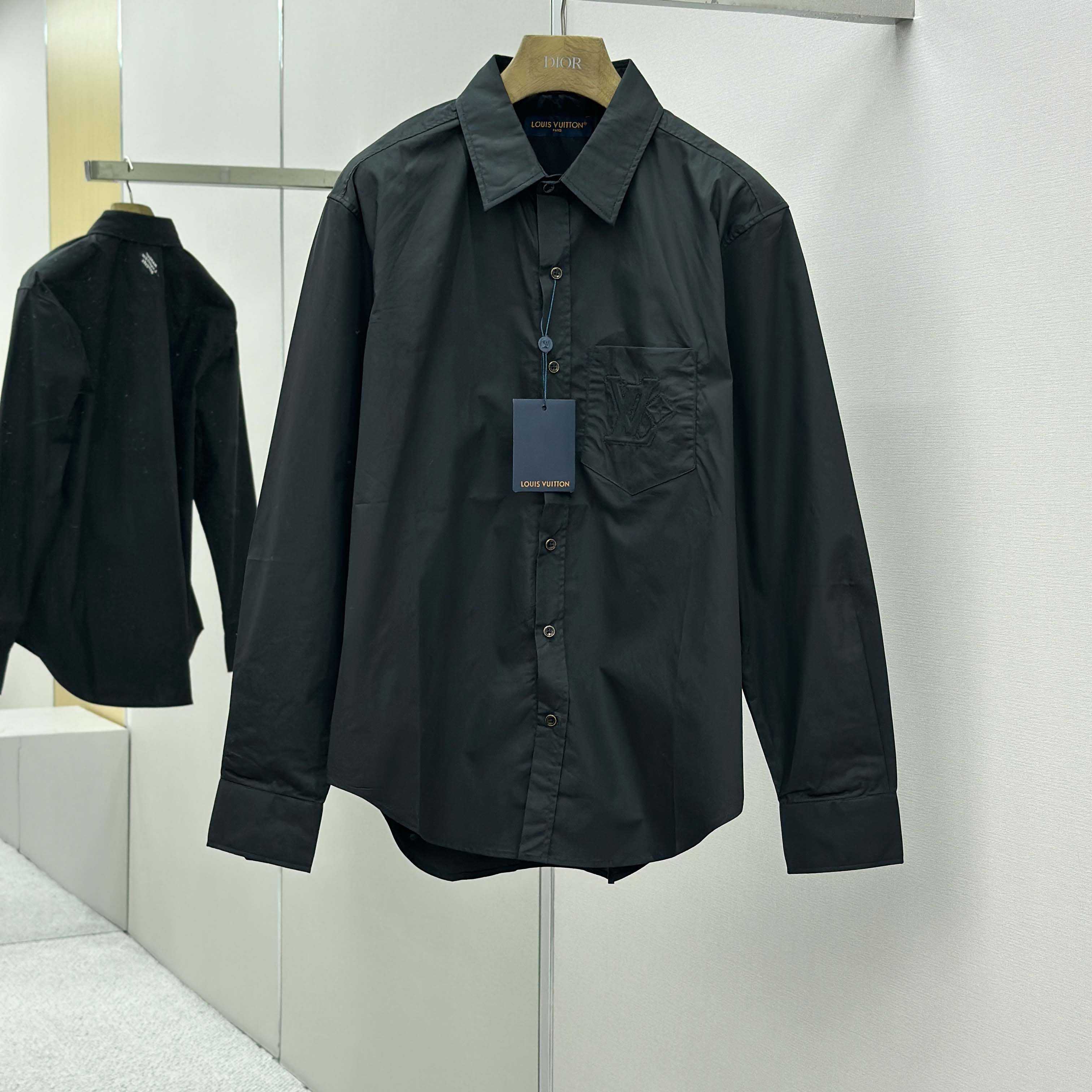Louis Vuitton Embossed Signature Long-Sleeved Cotton Shirt    - DopestKickz