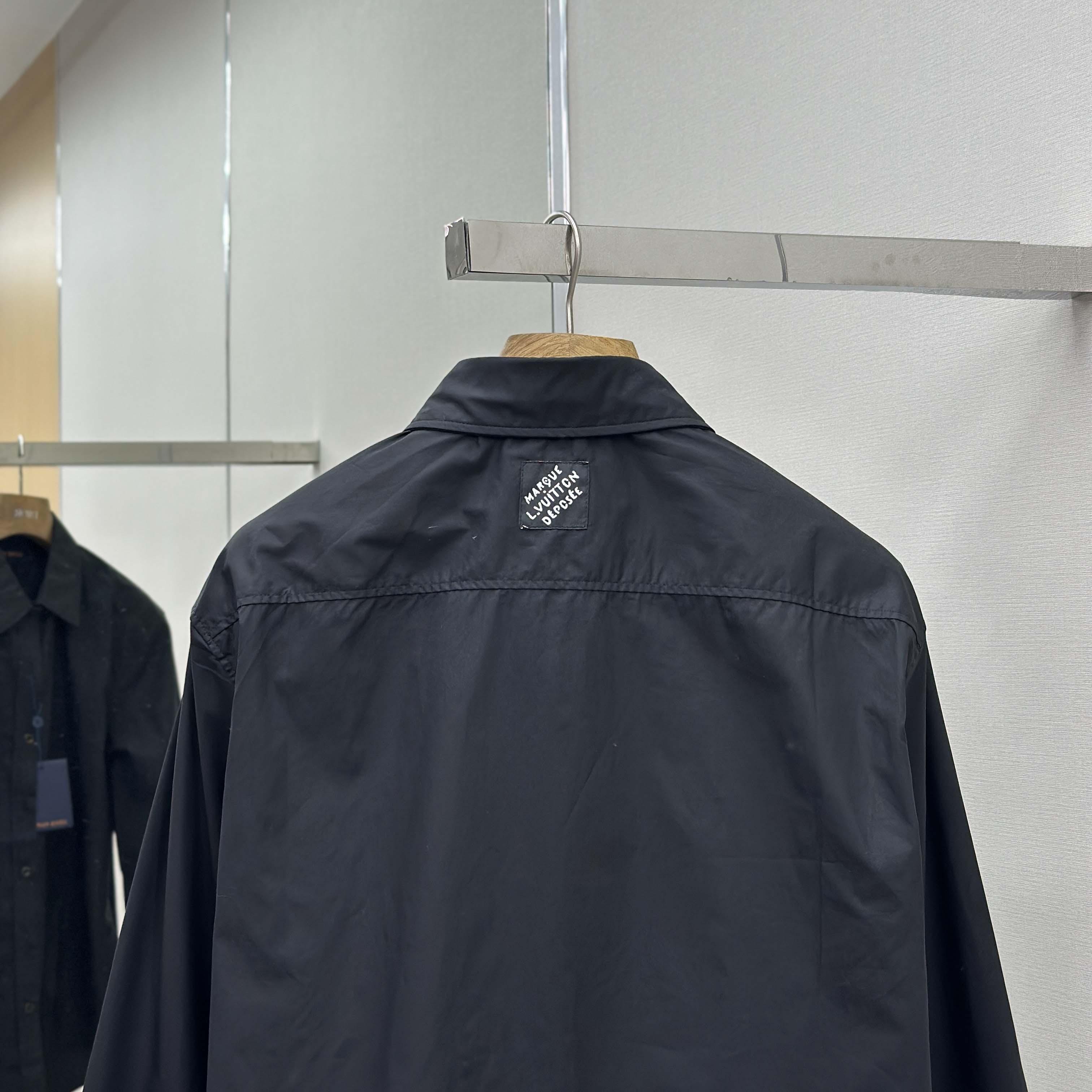 Louis Vuitton Embossed Signature Long-Sleeved Cotton Shirt    - DopestKickz