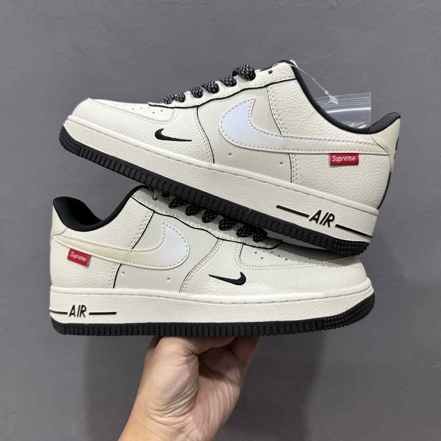 Supreme x Nike Air Force 1 ’07 Low “Sail / Black Trim” – XX3168-220 - DopestKickz