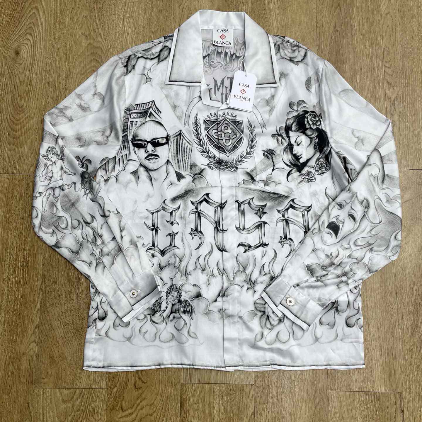 Casablanca Tattoo Long Sleeve Silk Shirt   CA3549 - DopestKickz