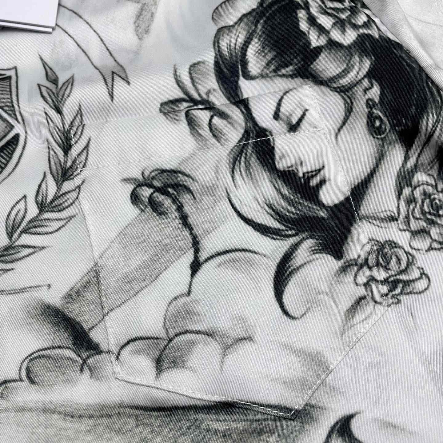 Casablanca Tattoo Long Sleeve Silk Shirt   CA3549 - DopestKickz