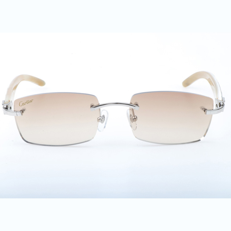 Cartier CT_3524012 Shell Mix White Buffalo Sunglasses In Silver Brown - DopestKickz