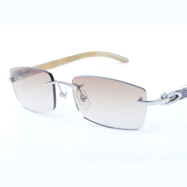 Cartier CT_3524012 Shell Mix White Buffalo Sunglasses In Silver Brown - DopestKickz