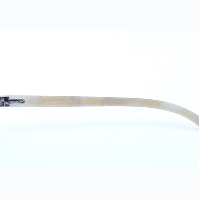 Cartier CT_3524012 Shell Mix White Buffalo Sunglasses In Silver Brown - DopestKickz