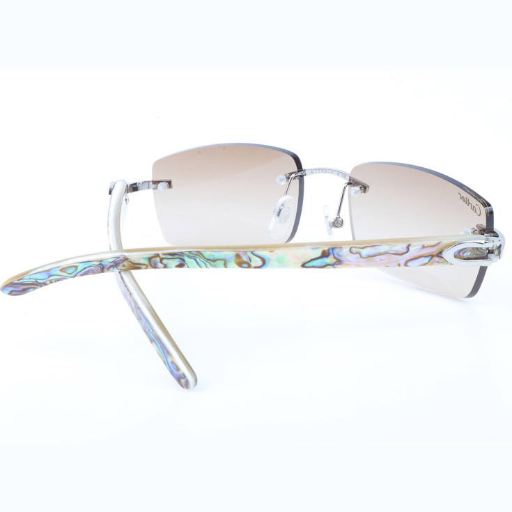 Cartier CT_3524012 Shell Mix White Buffalo Sunglasses In Silver Brown - DopestKickz