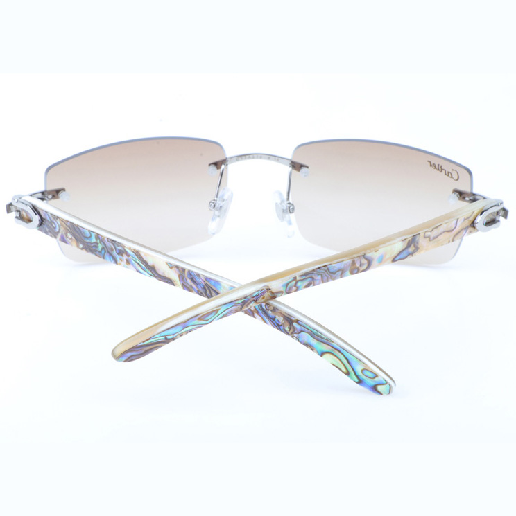Cartier CT_3524012 Shell Mix White Buffalo Sunglasses In Silver Brown - DopestKickz
