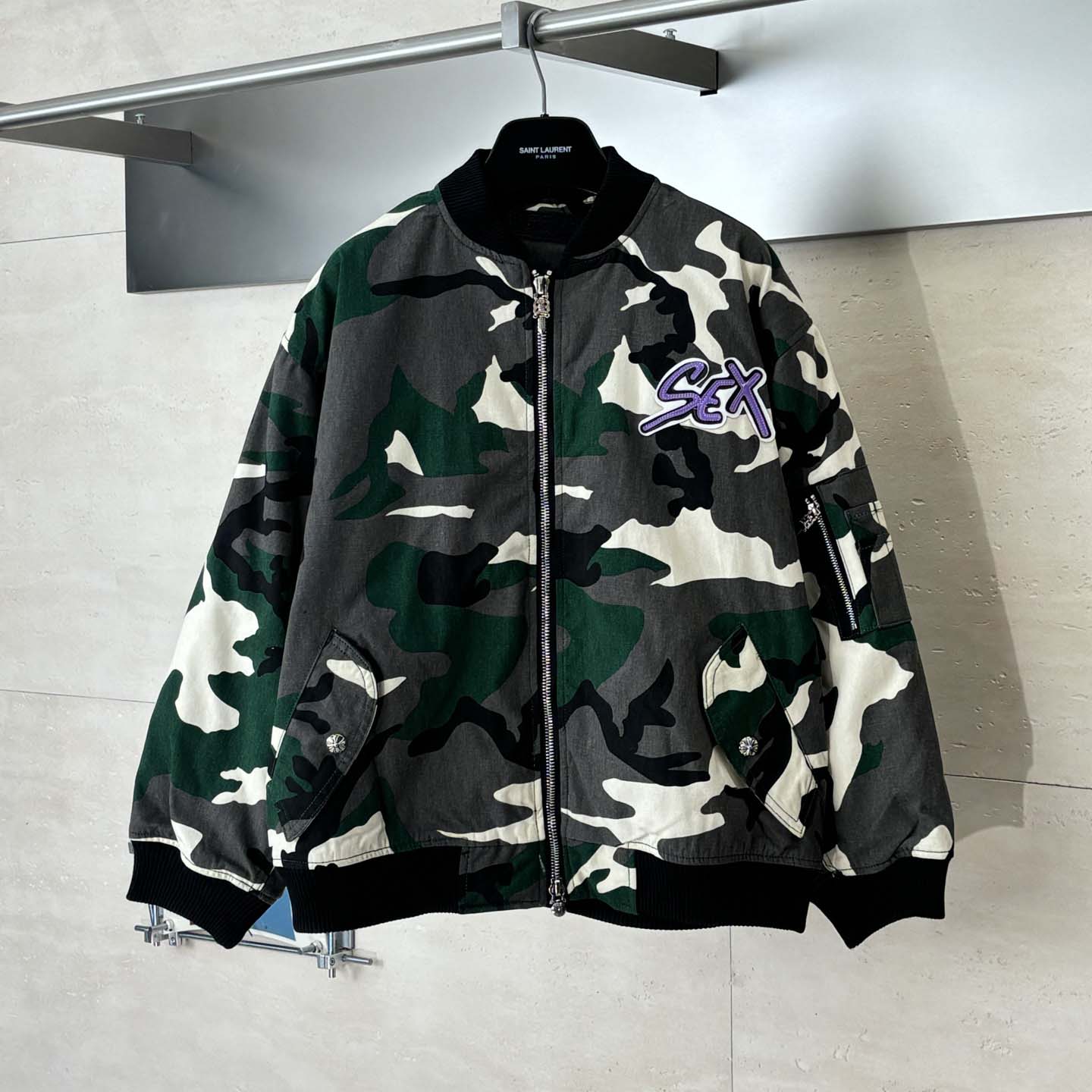 Chrome Hearts Matty Boy Desert Camouflage Sex Records Bomber Jacket - DopestKickz