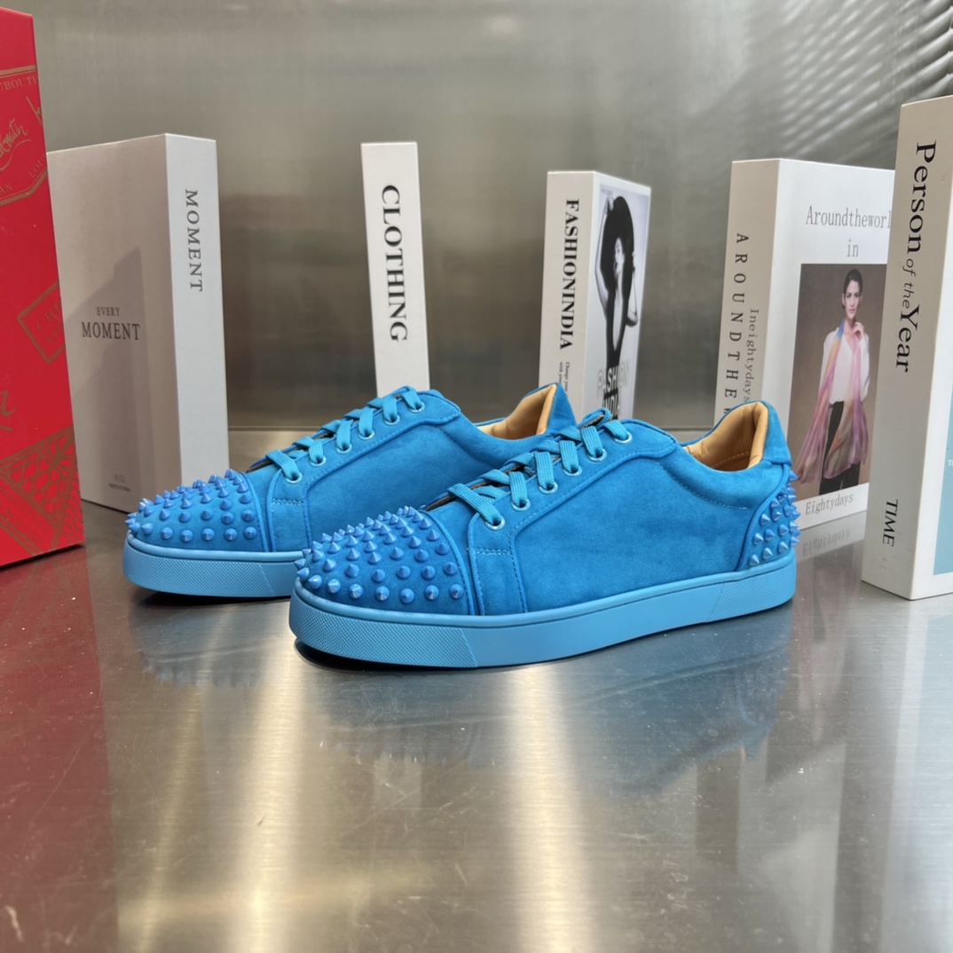 Christian Louboutin Louis Junior Spikes Orlato Flat 'Blue' - DopestKickz
