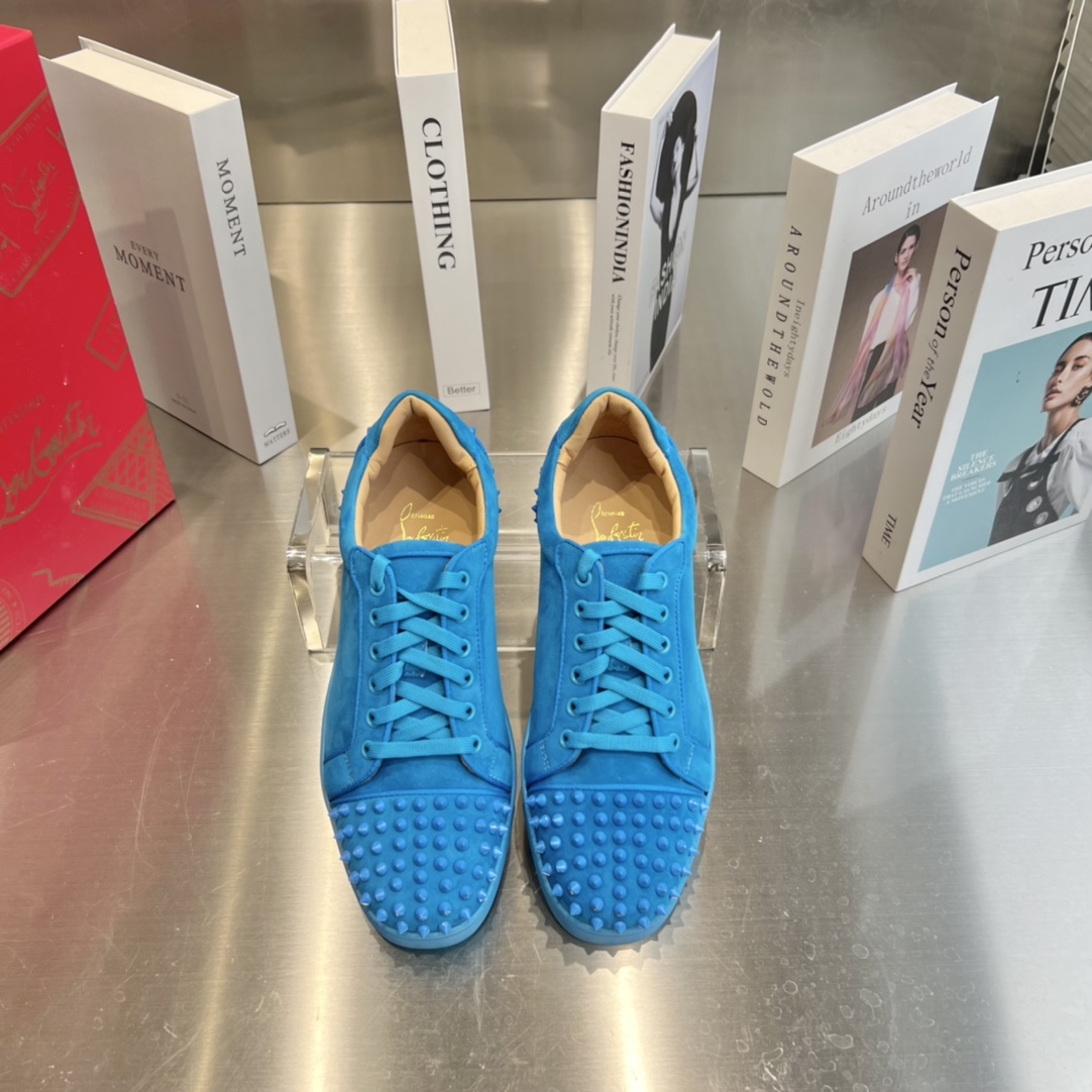 Christian Louboutin Louis Junior Spikes Orlato Flat 'Blue' - DopestKickz