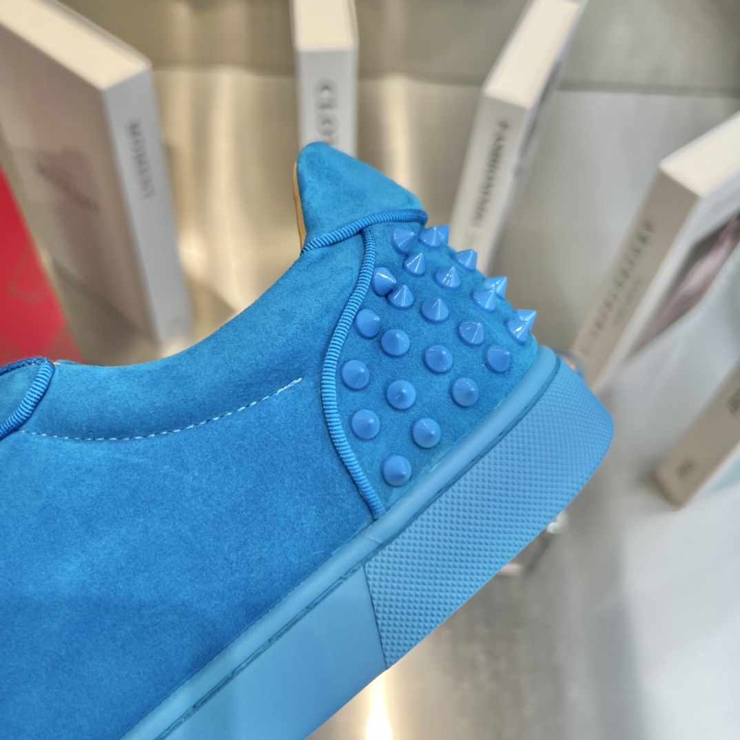 Christian Louboutin Louis Junior Spikes Orlato Flat 'Blue' - DopestKickz