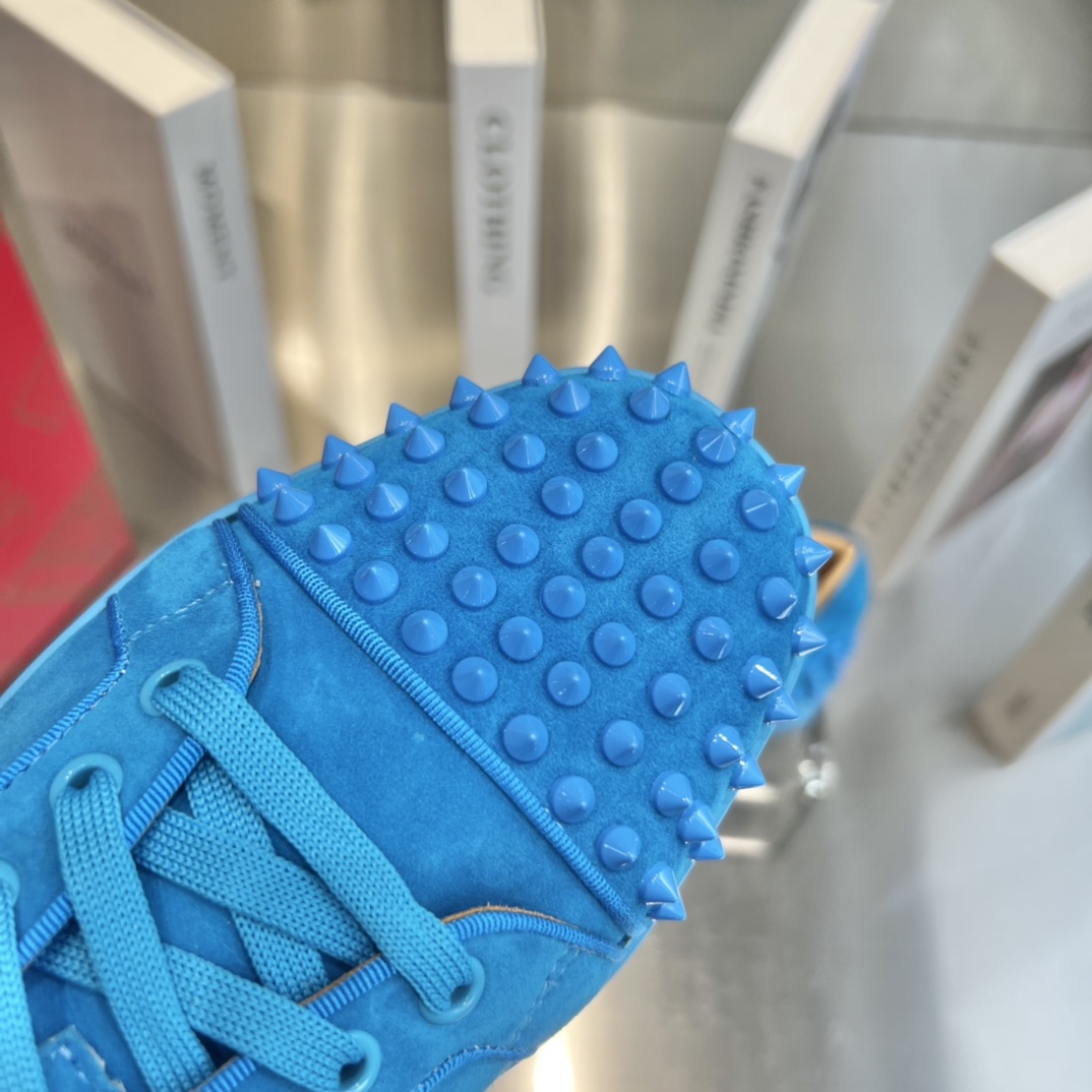 Christian Louboutin Louis Junior Spikes Orlato Flat 'Blue' - DopestKickz