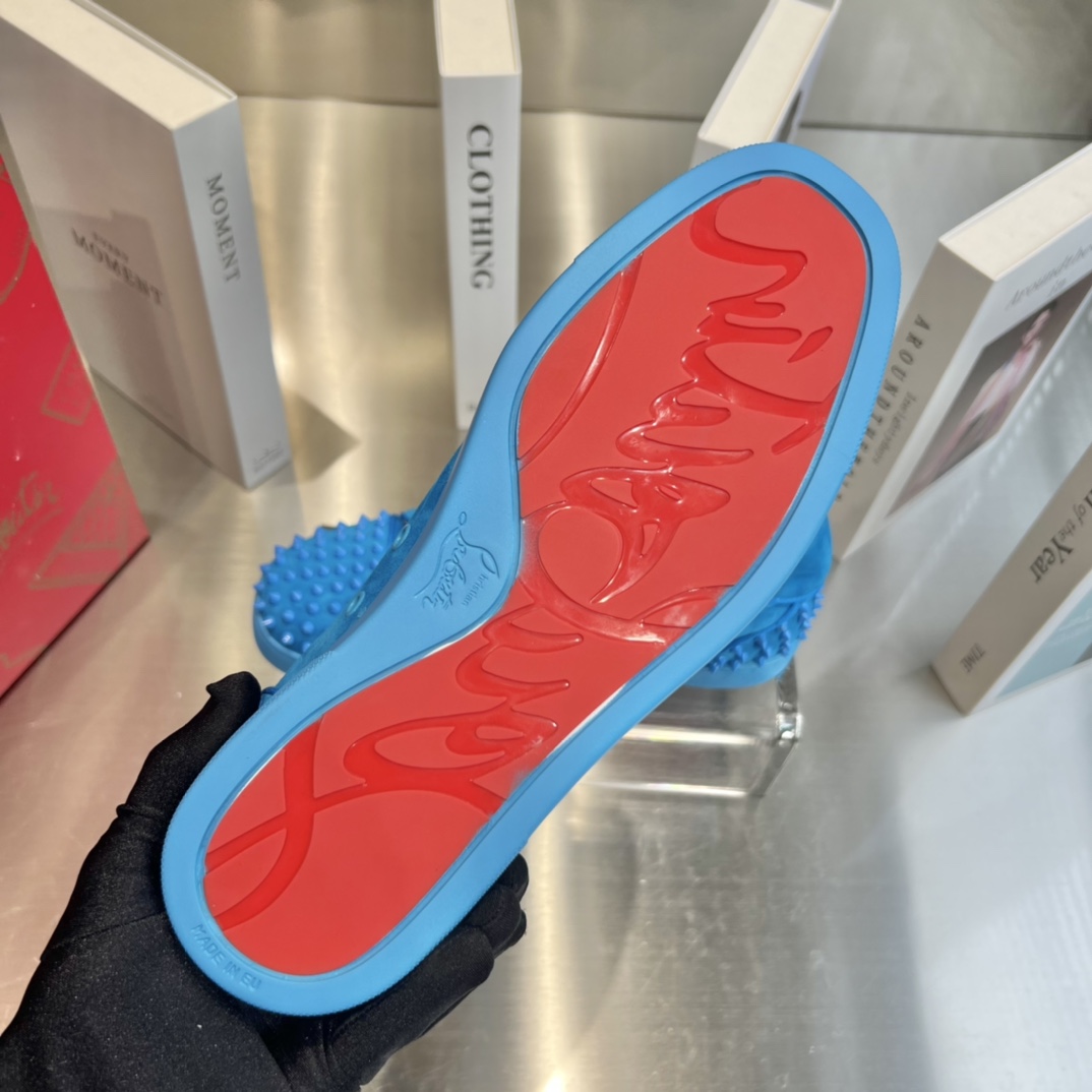 Christian Louboutin Louis Junior Spikes Orlato Flat 'Blue' - DopestKickz