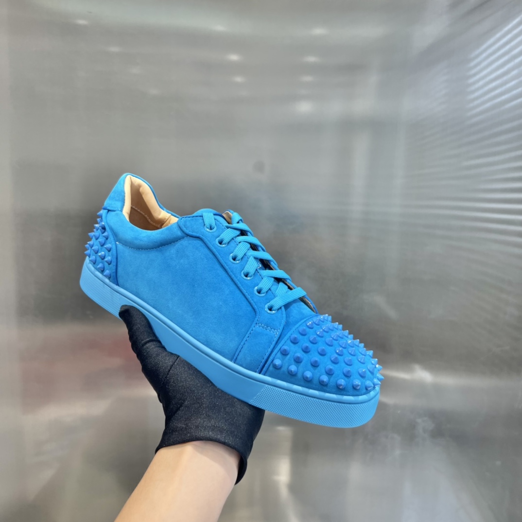 Christian Louboutin Louis Junior Spikes Orlato Flat 'Blue' - DopestKickz
