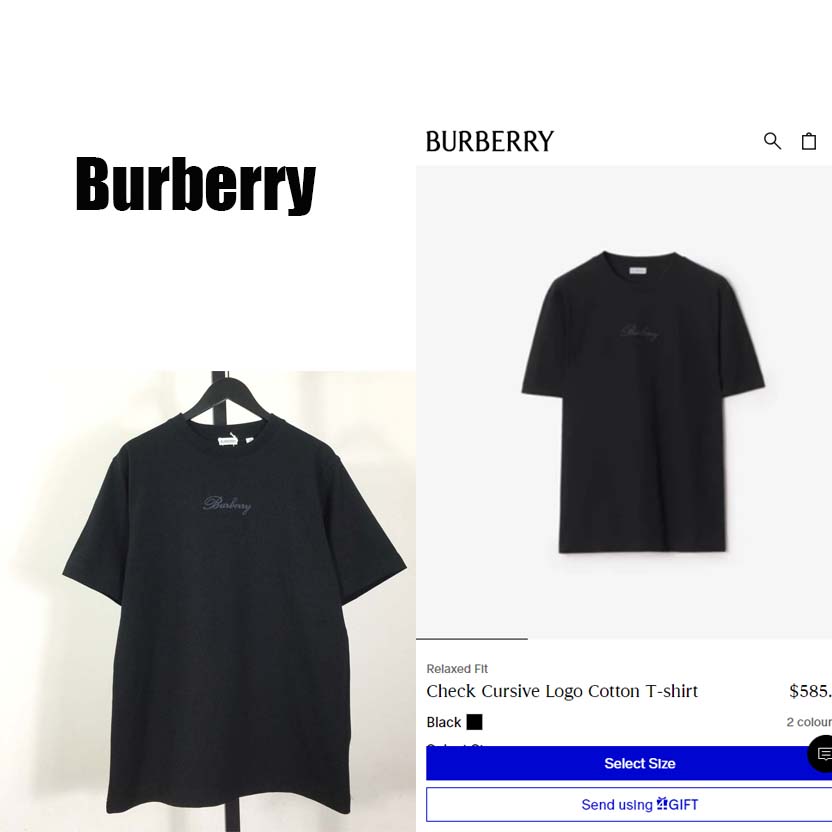 Burberry Check Cursive Logo Cotton T-shirt - DopestKickz